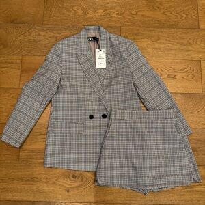 ZARA DOUBLE-BREASTED OVERSIZED BLAZER & SKORT - selling as a set